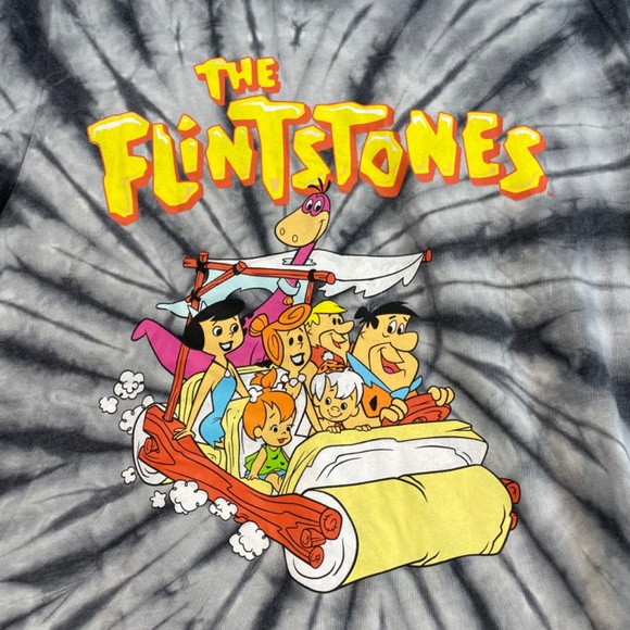 The Flintstones Tye-die Graphic T-Shirt Black and Gray Unisex Medium - Picture 12 of 12